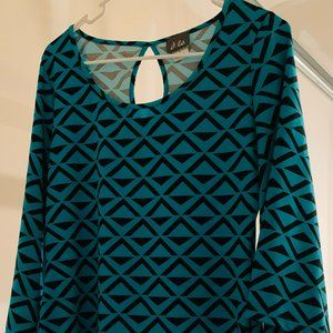 DOTS BLACK AND TEAL CASUAL DRESS